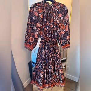 Ulla Johnson blue and orange midi dress